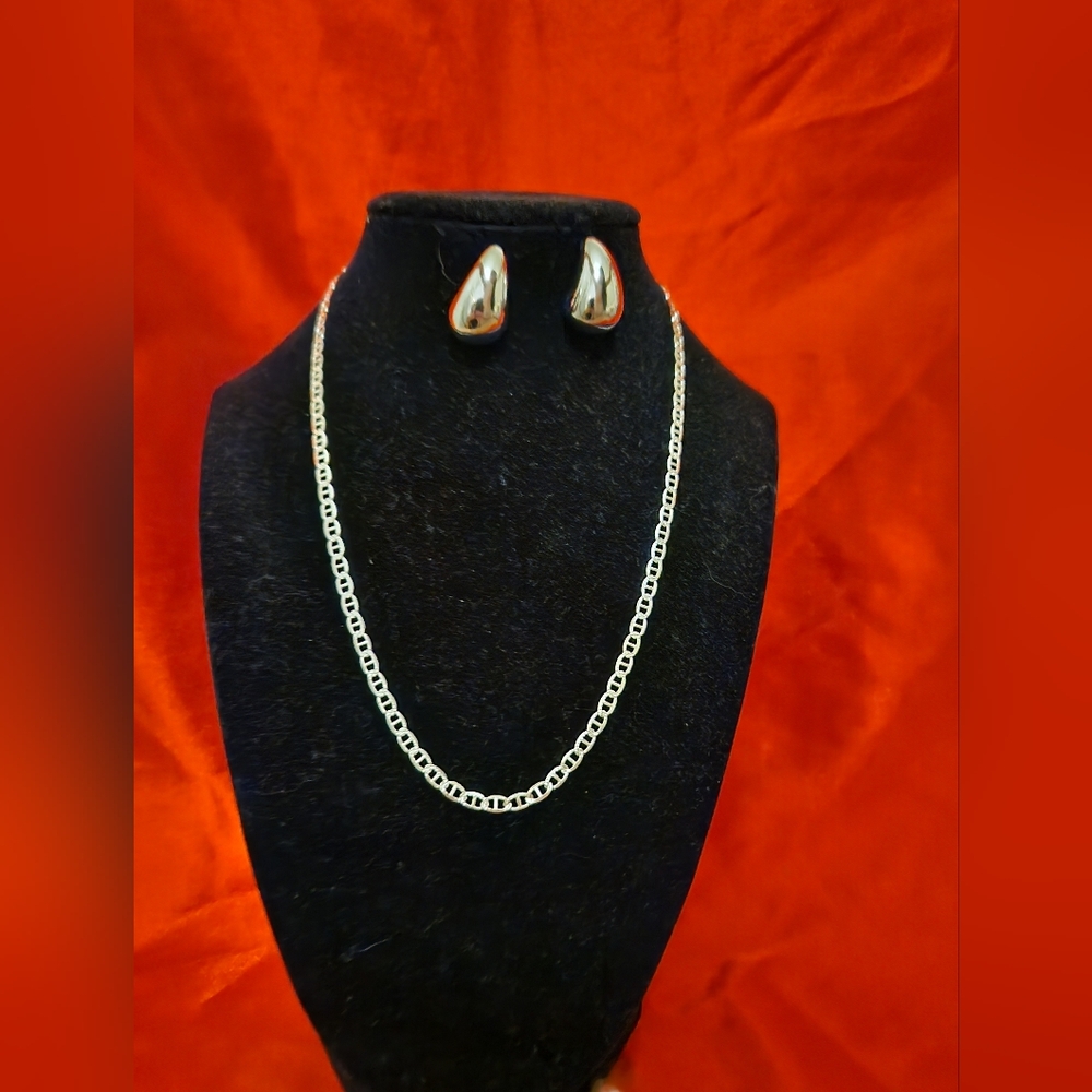 Elegant Silver Necklace and Earring Set